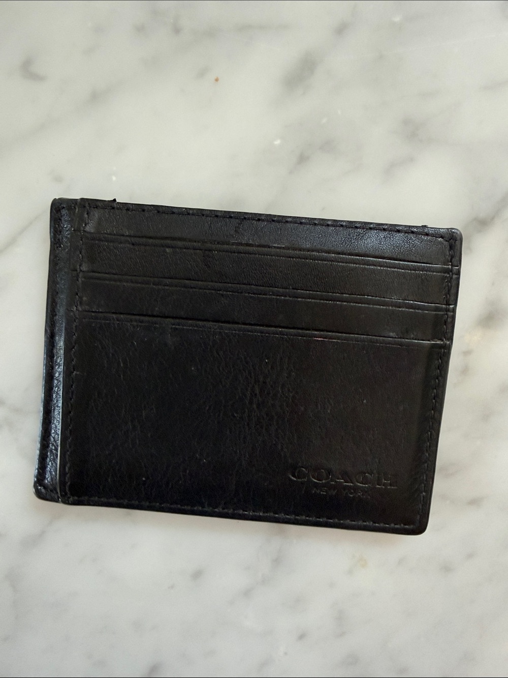 Coach Black Leather Slim Card Wallet